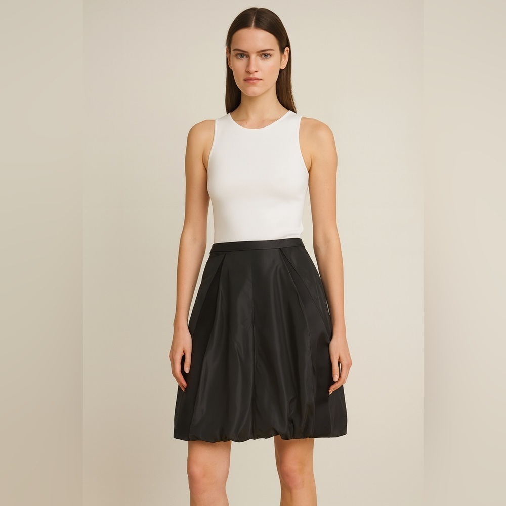 Balenciaga Black Silk Bubble Skirt w Pockets Zip Back Closure EU38 US 6 - Picture 2 of 10